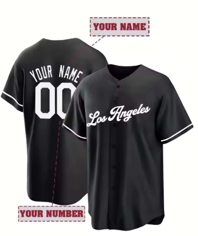Customized Los Angeles Baseball Jersey Black – Personalized Name Number Shirt
