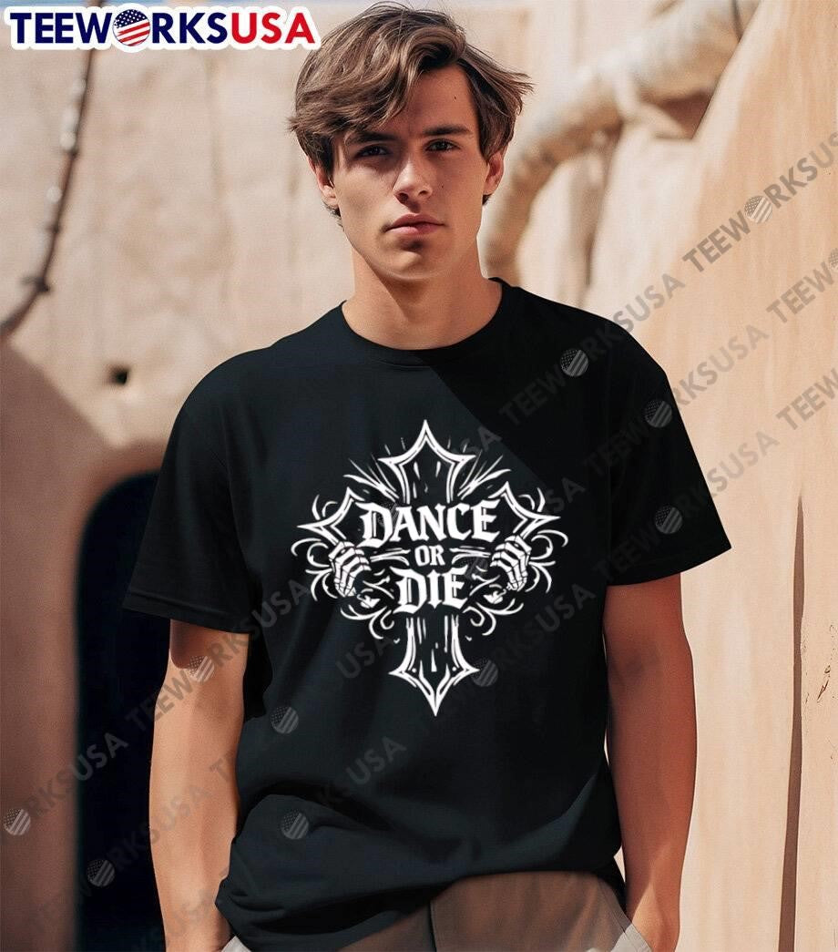 Dance Or Die White Gothic Cross Skeleton Hands shirt