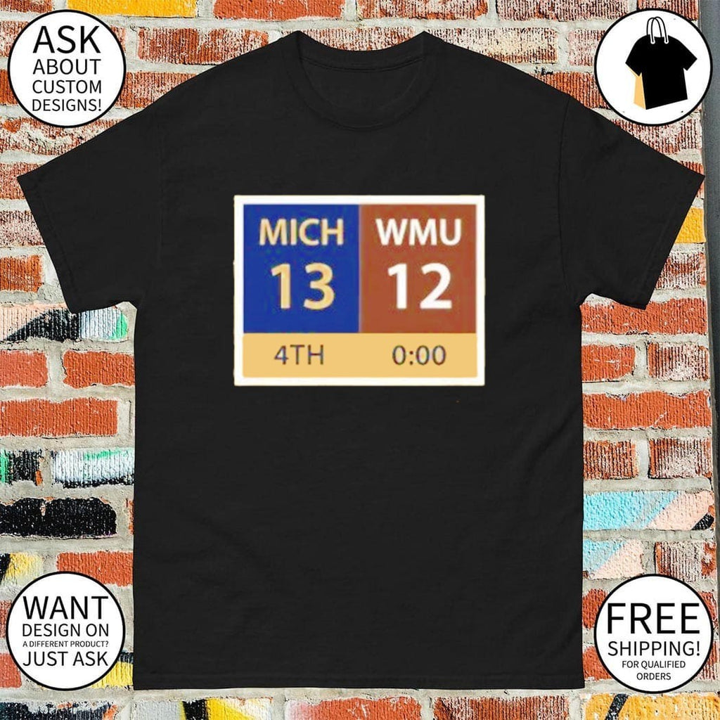 Dave Portnoy wearing Michigan vs WMU 13-12 shirt