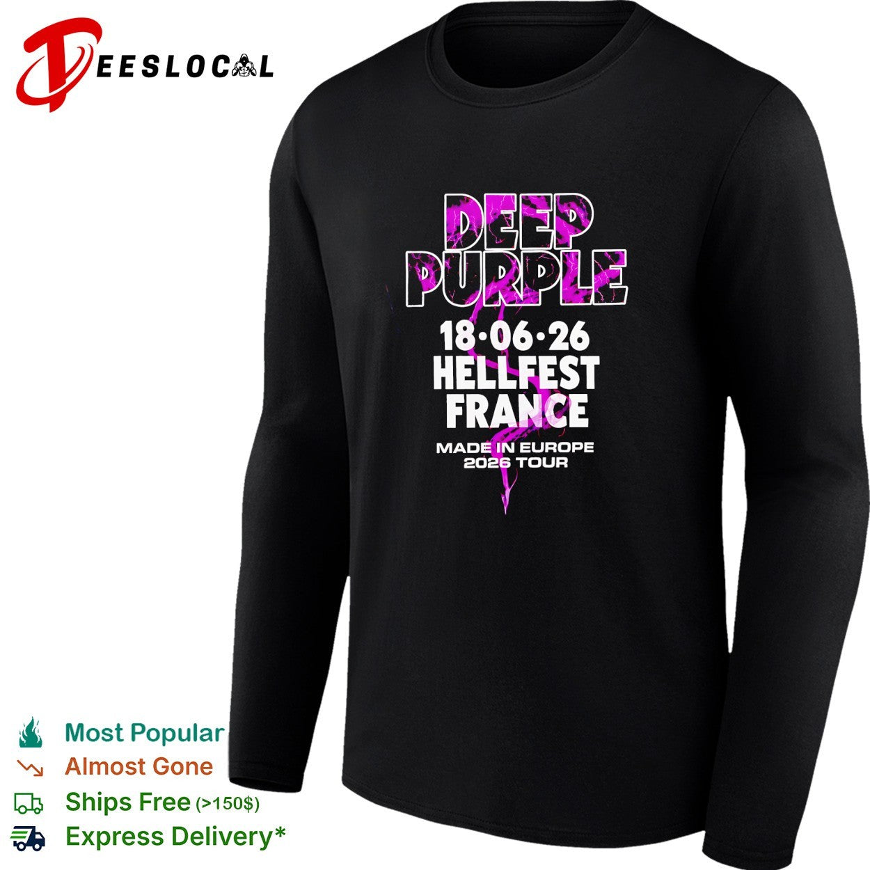 Deep Purple Hellfest In France On 18 June 2026 Made In Europe Tour shirt