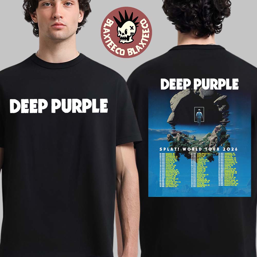 Deep Purple Splat World Tour 2026 Schedule Dates Two Sided T-Shirt