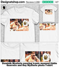 Dominik Mysterio wearing iconic moment Guerrero and Rey Mysterio photo shirt