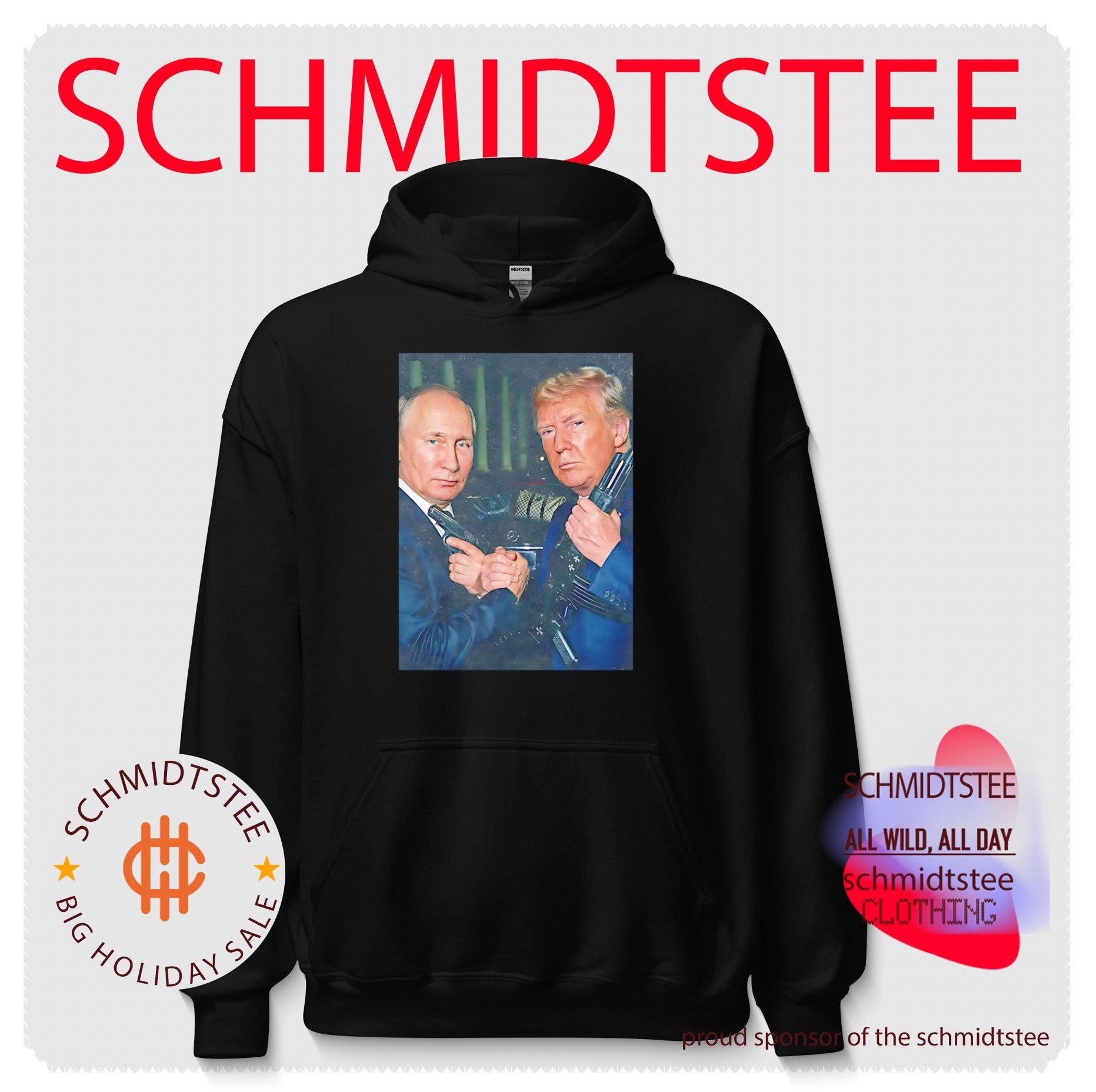 Donald Trump and Vladimir Putin holding weapons shirt