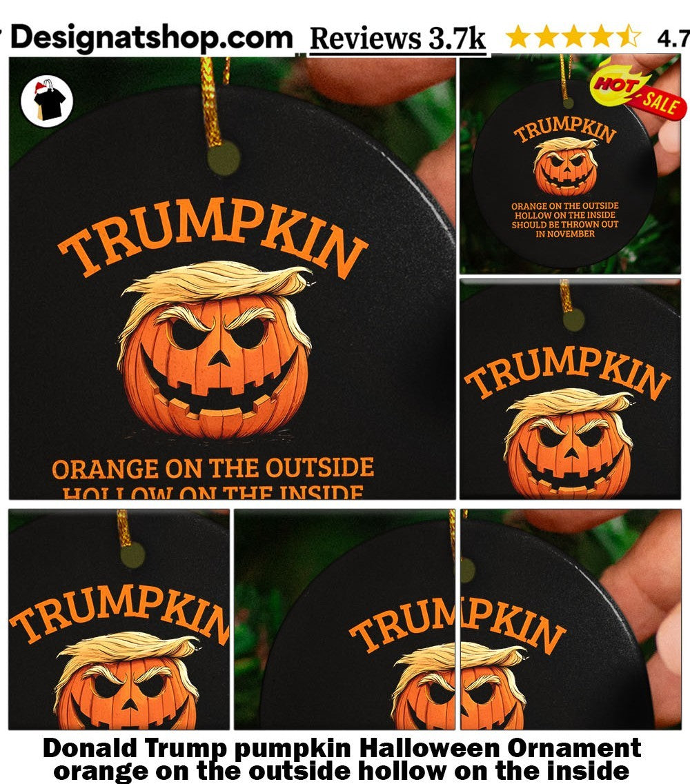 Donald Trump pumpkin Halloween shirt orange on the outside hollow on the inside t-shirt
