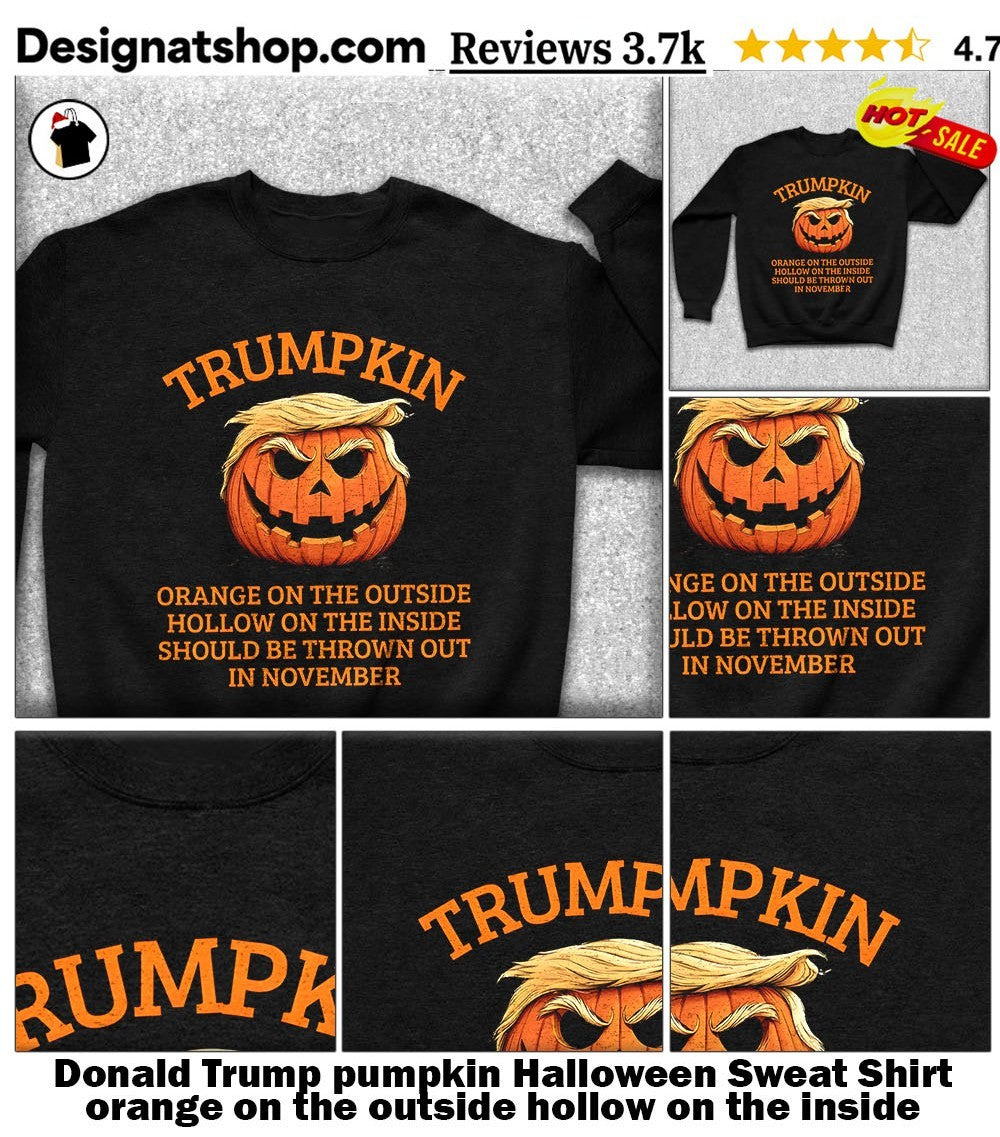 Donald Trump pumpkin Halloween shirt orange on the outside hollow on the inside t-shirt