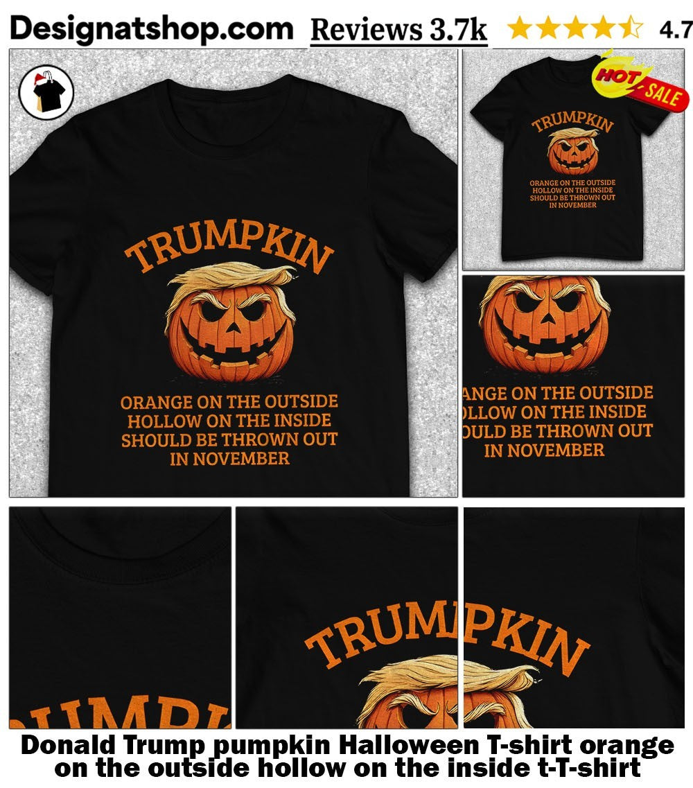 Donald Trump pumpkin Halloween shirt orange on the outside hollow on the inside t-shirt