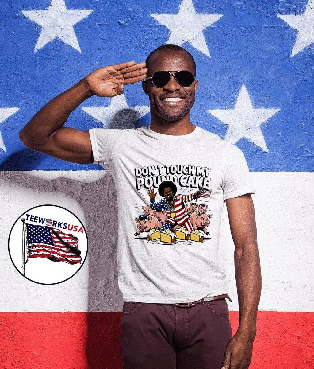 Don’t Touch My Pound Cake American Flag Afro Man Pigs shirt