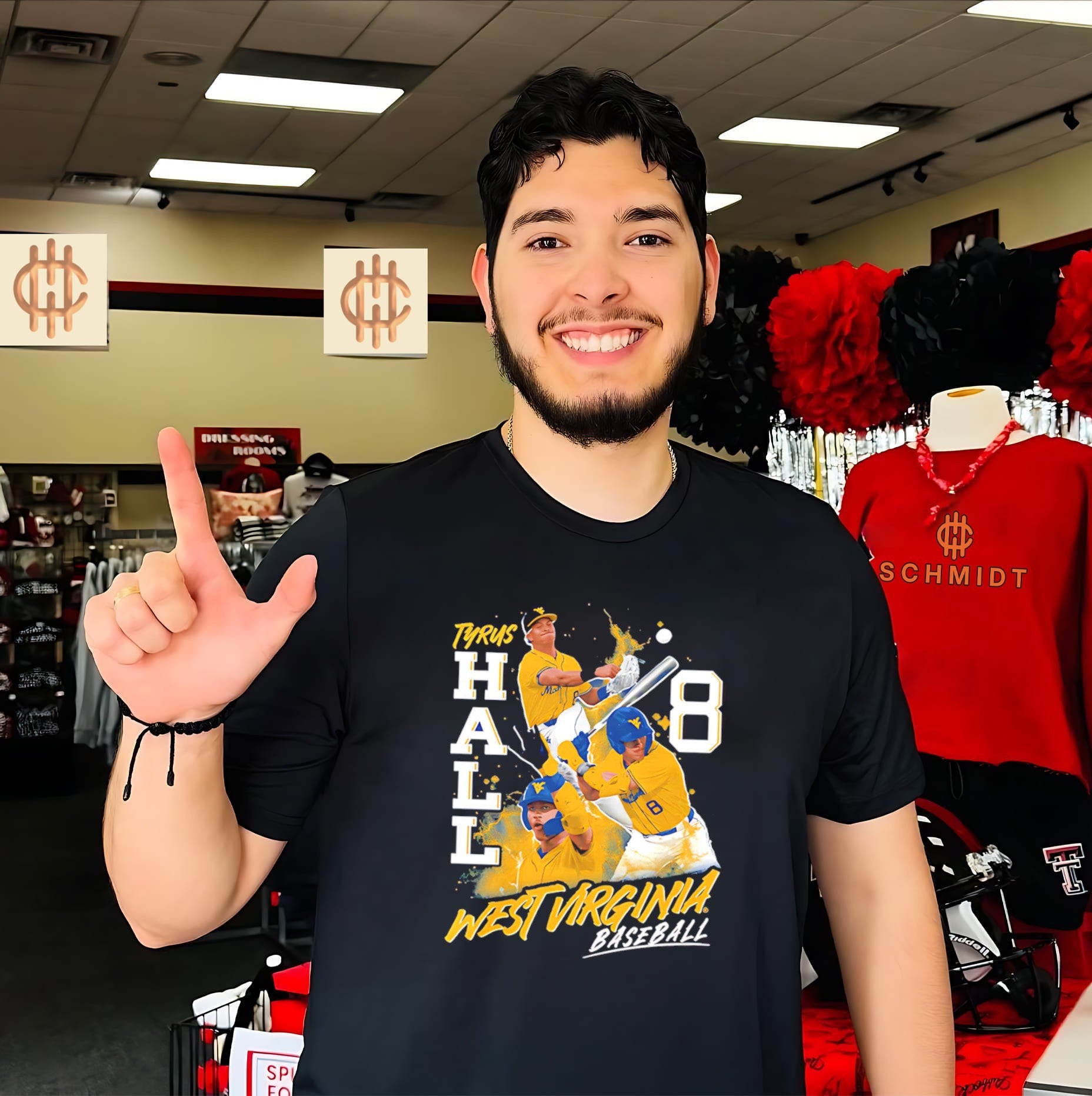 Tyrus Hall West Virginia Mountaineers Baseball shirt