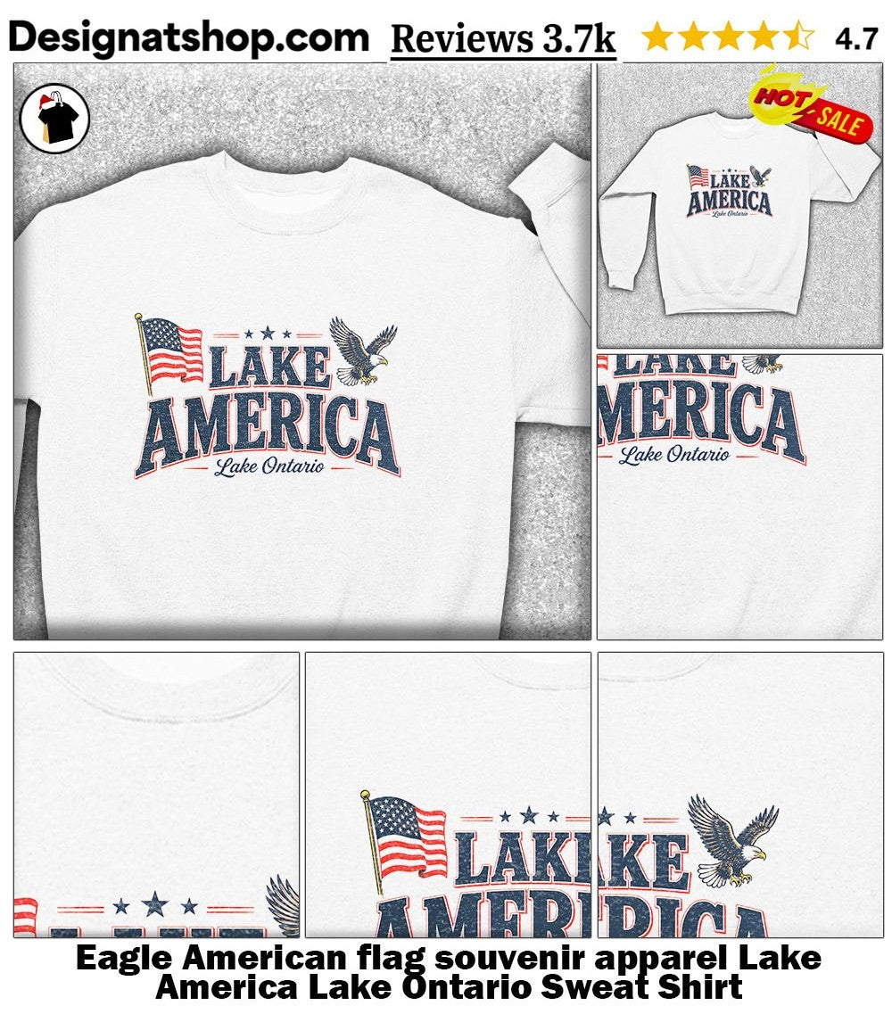 Eagle American flag souvenir apparel Lake America Lake Ontario shirt