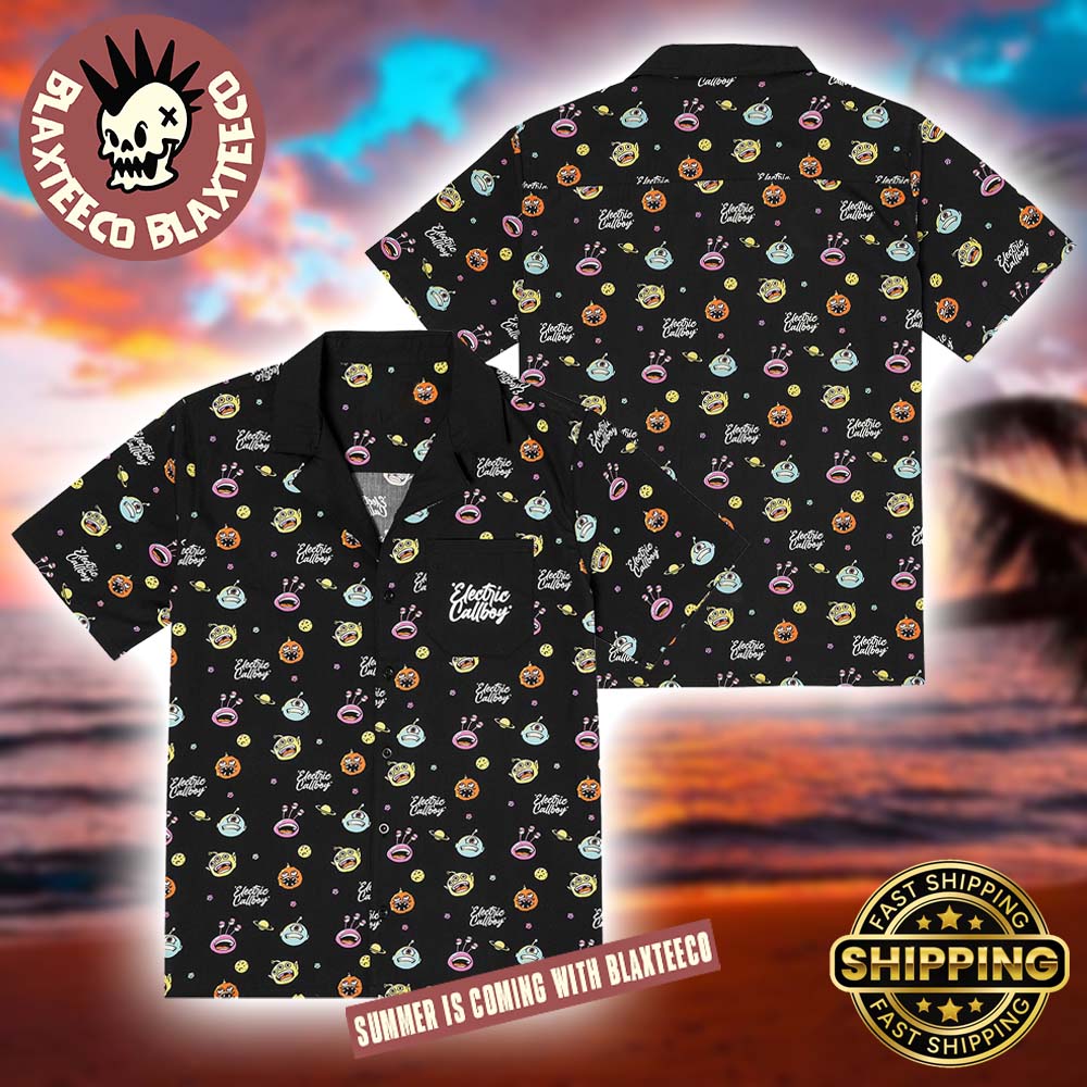 Electric Callboy Monster Party Pattern Black 2026 Summer Hawaiian Shirt