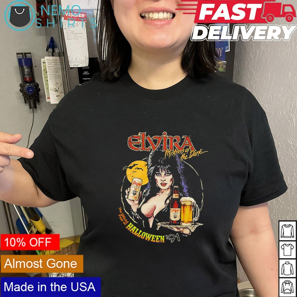 Elvira Mistress of the Dark Halloween beer shirt