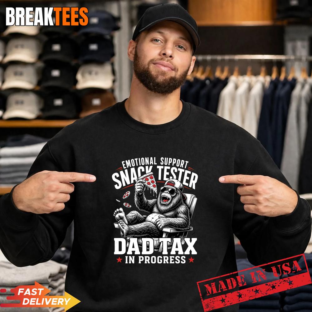 Emotional Support Snack Tester Dad Tax Gorilla Pizza T-Shirt