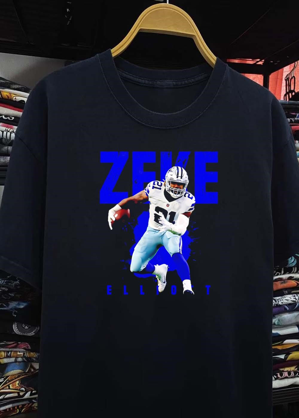 Ezekiel Elliott Running with Football Zeke Elliot Dallas Cowboys Shirt