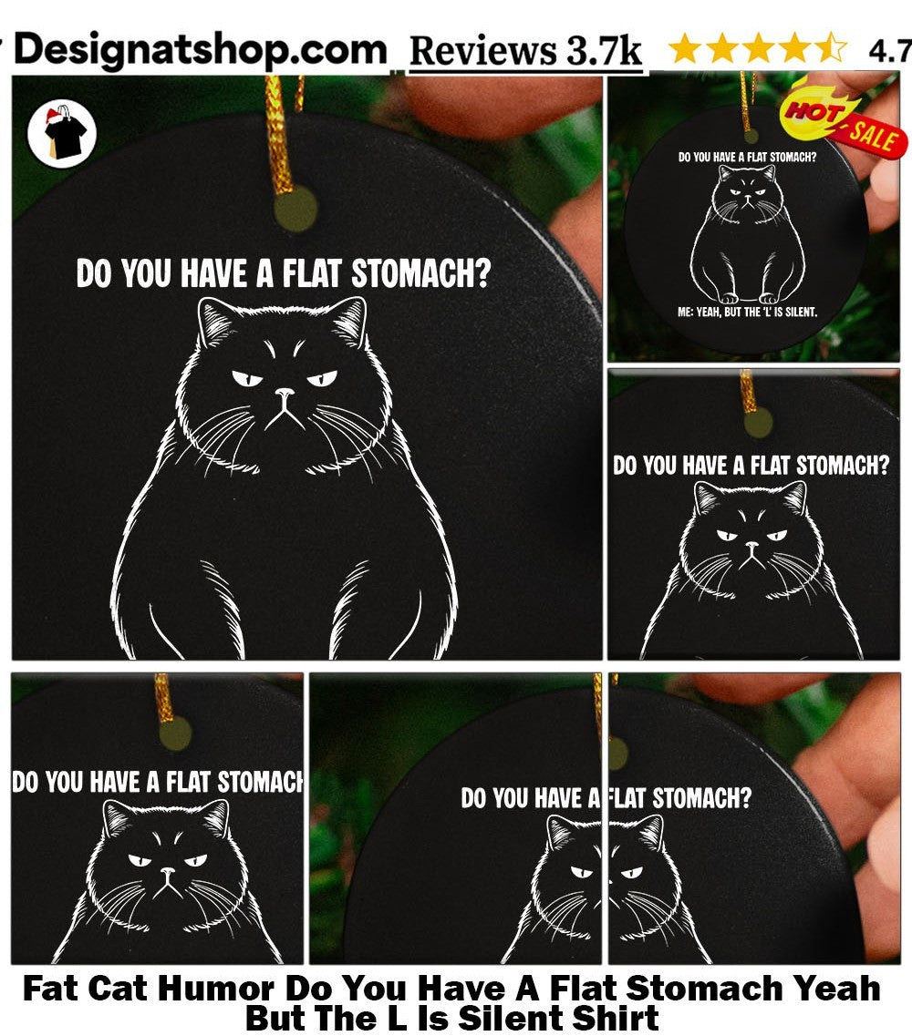Fat Cat Humor Do You Have A Flat Stomach Yeah But The L Is Silent Shirt