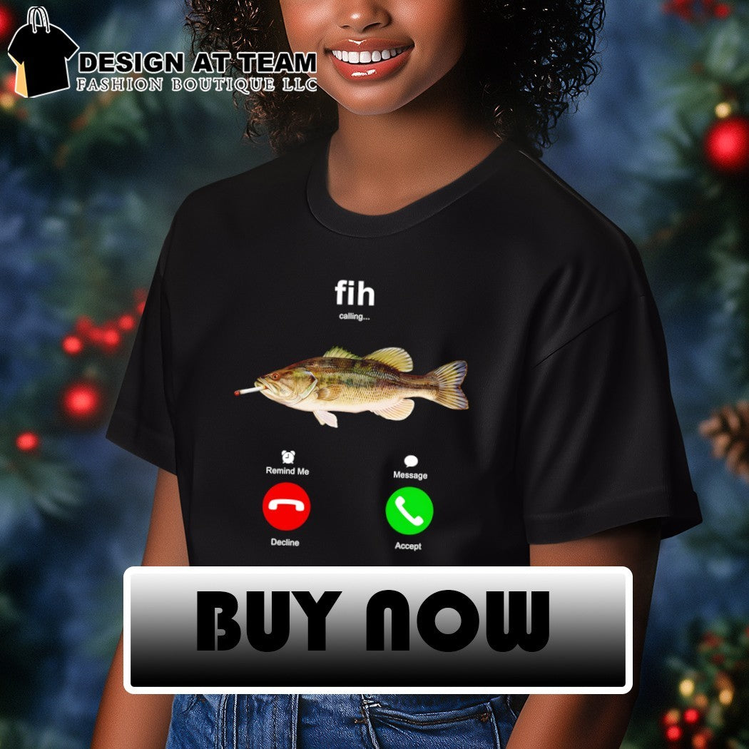 Fih fish smoking calling 2 phones meme shirt
