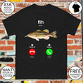 Fih fish smoking calling 2 phones meme shirt