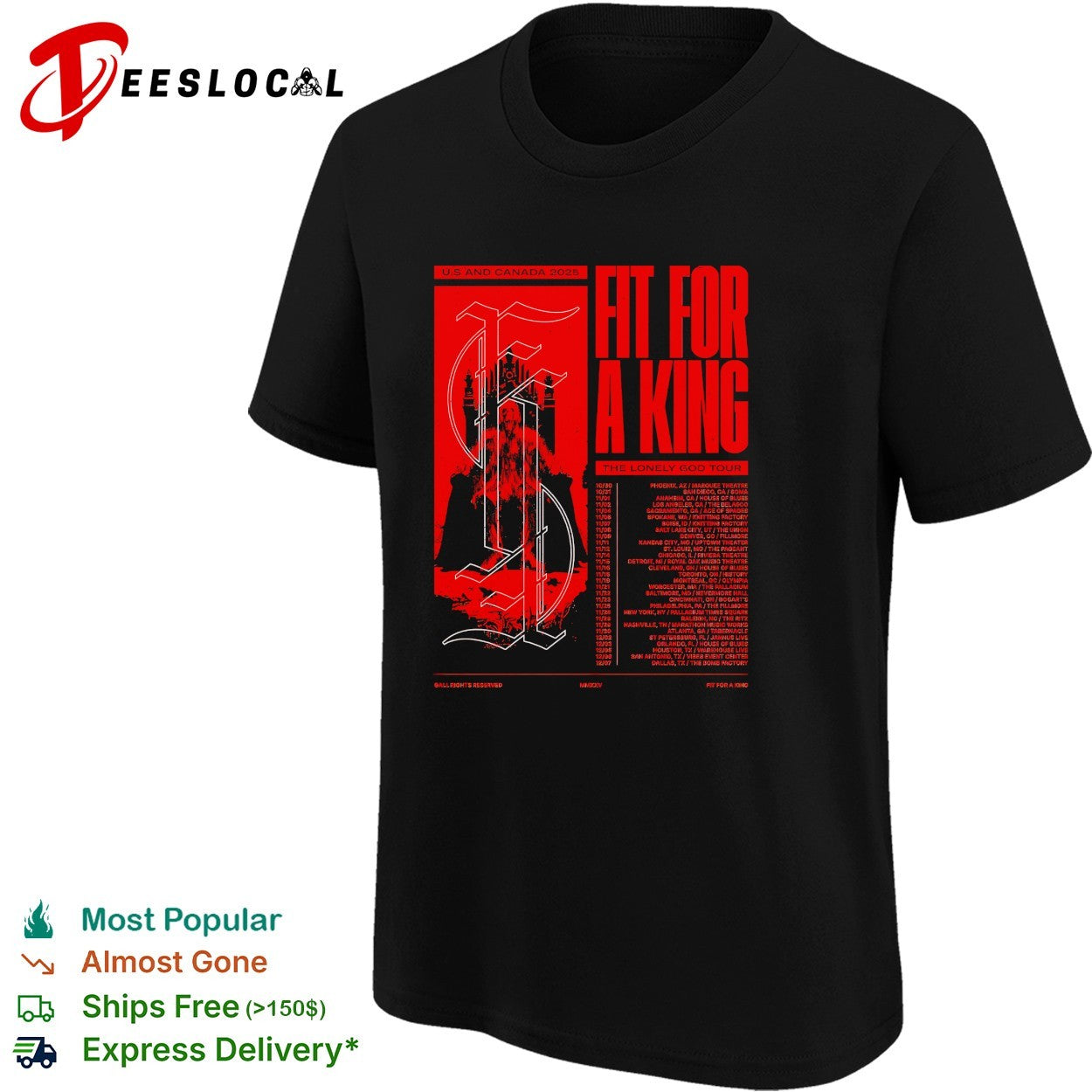 Fit For A King the lonely tour 2026 shirt