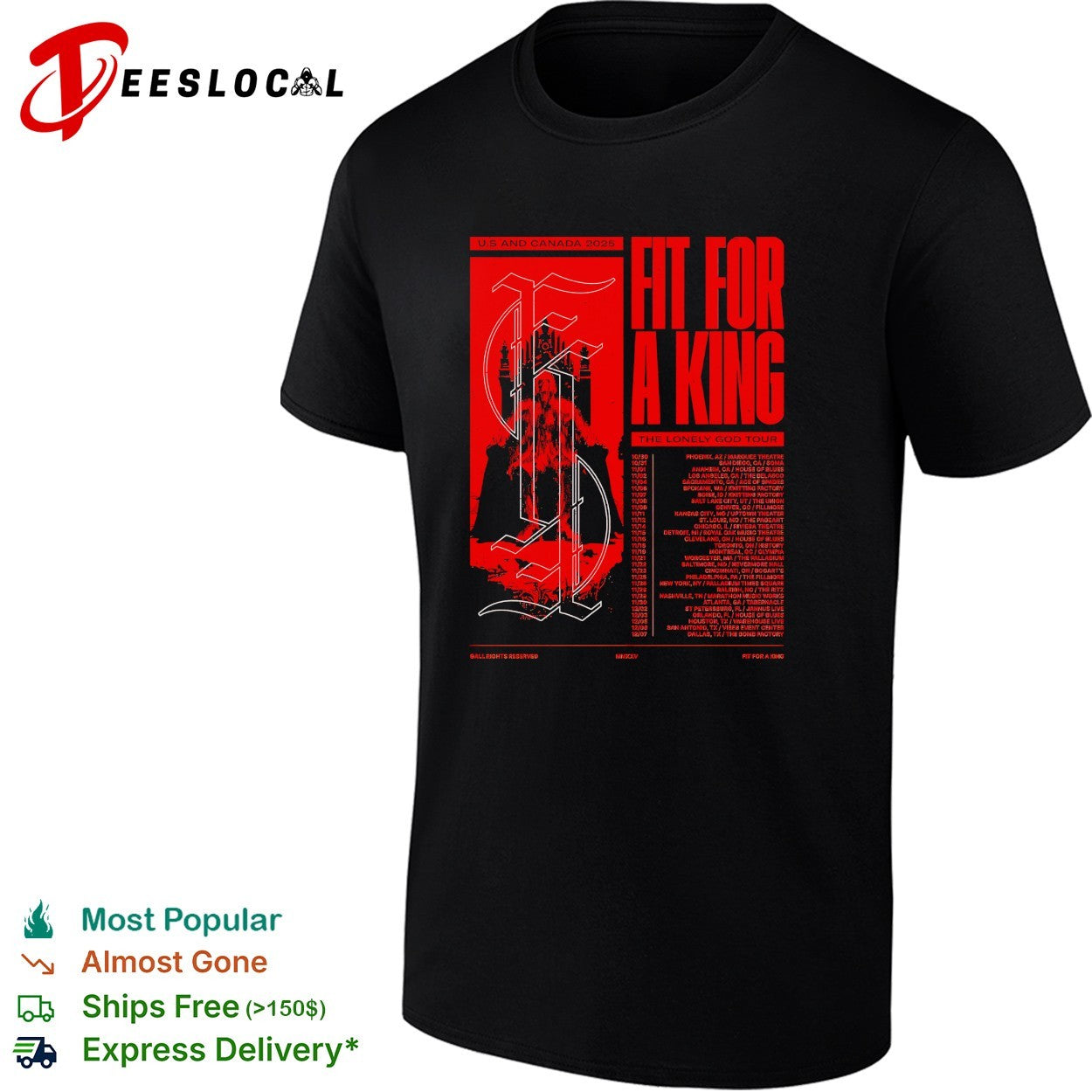 Fit For A King the lonely tour 2026 shirt
