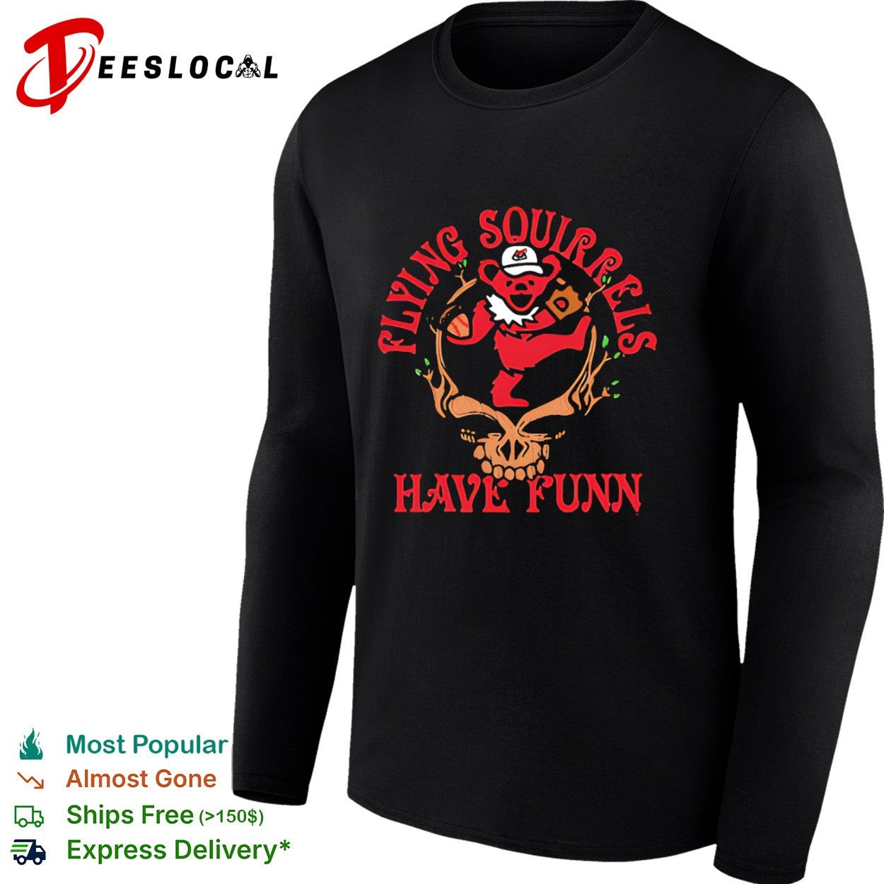 Flying Squirrels have funn bear skull shirt
