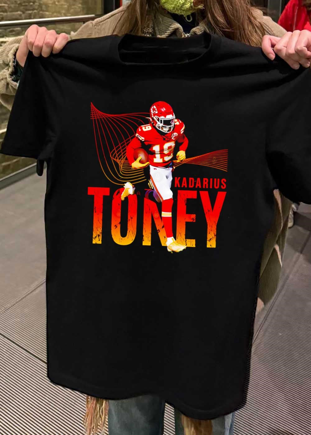Football Star Running with Ball Kadarius Toney Kansas City Chiefs T-Shirt
