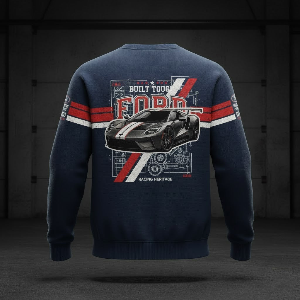 Ford “Built Tough” Heritage 3D Blueprint Crewneck Sweatshirt