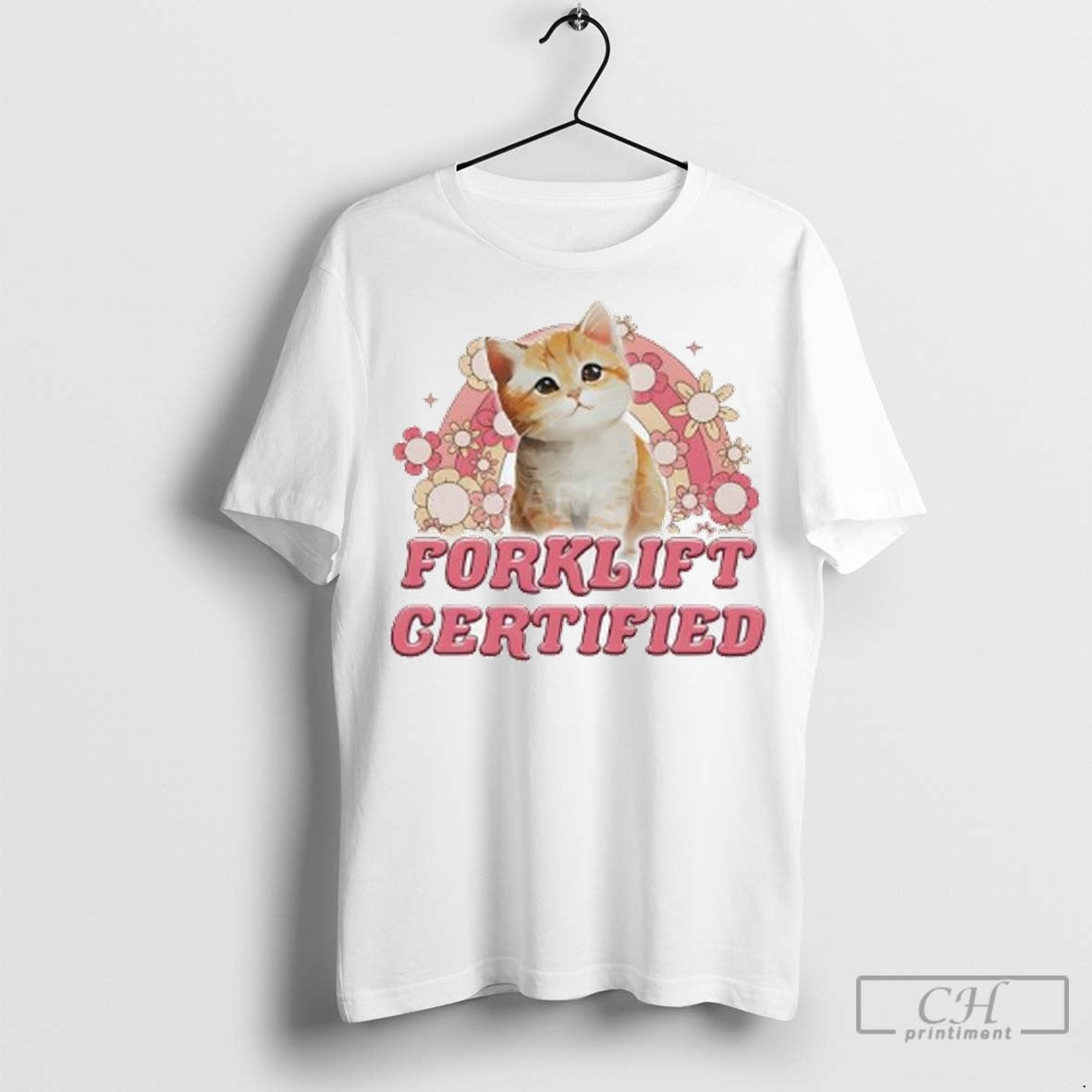 Forklift Certified Kitten Cat Graphic Ladies T Shirt Jpg