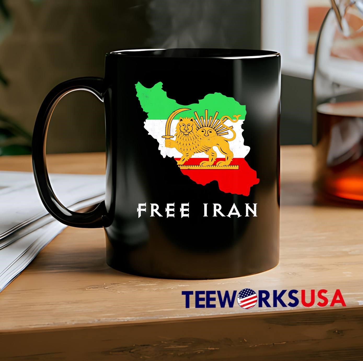 Free Iran Map Lion and Sun Persian Flag shirt