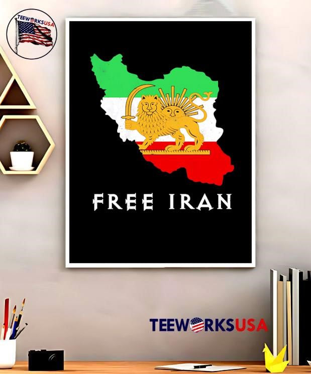 Free Iran Map Lion and Sun Persian Flag shirt