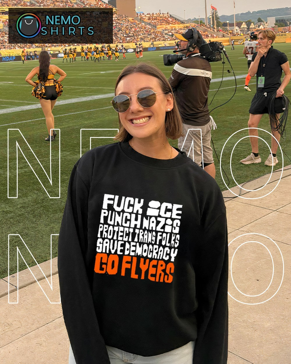 Fuck ICE punch nazis protect trans folks save Democracy go Flyers shirt
