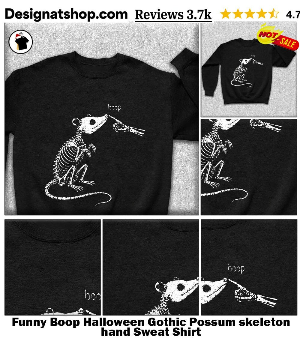 Funny Boop Halloween Gothic Possum skeleton hand shirt