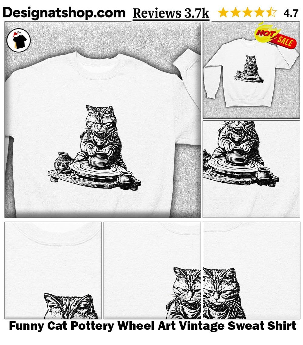 Funny Cat Pottery Wheel Art Vintage shirt