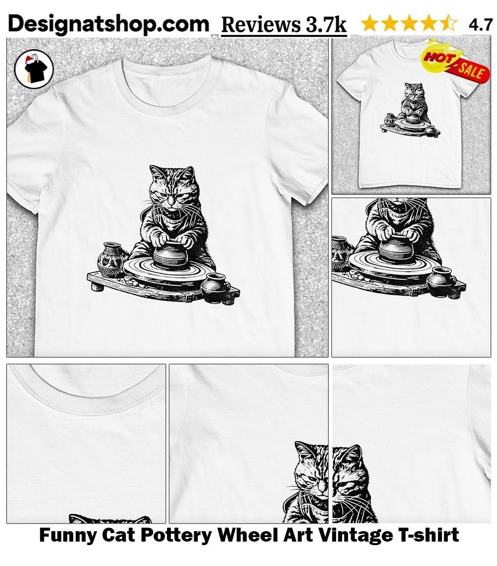 Funny Cat Pottery Wheel Art Vintage shirt