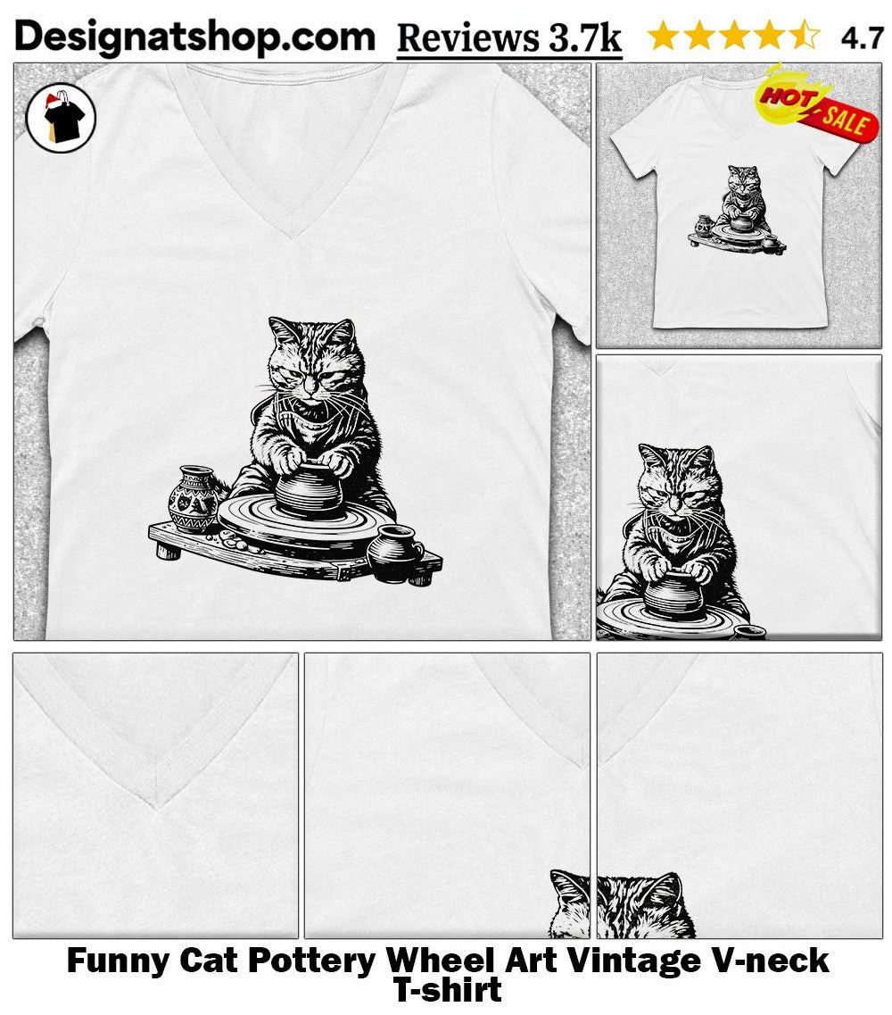 Funny Cat Pottery Wheel Art Vintage shirt