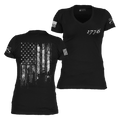 Women's 1776 Flag V-Neck - Black