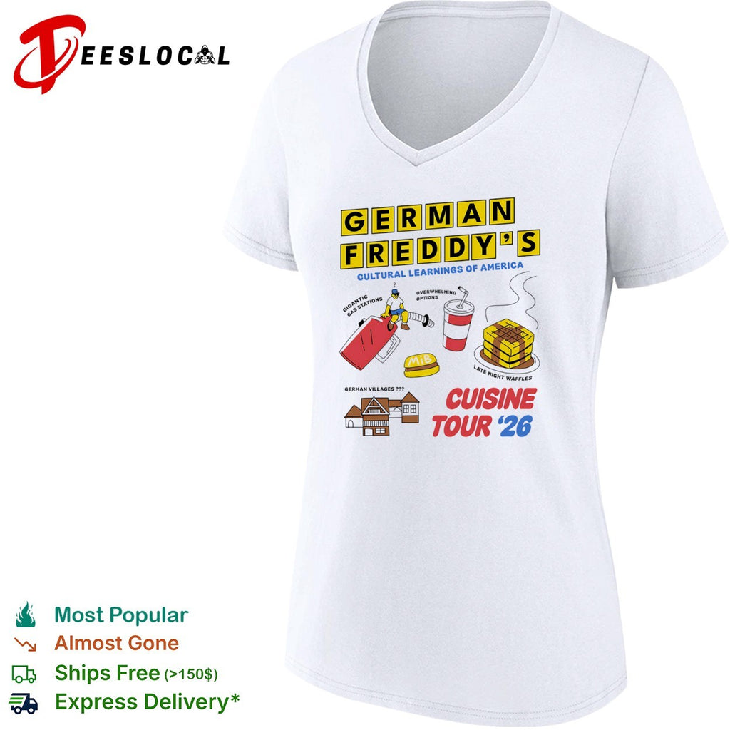 German Freddy cultural learnings of America food items cuisine tour 2026 shirt