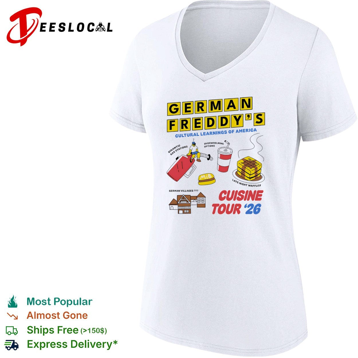 German Freddy cultural learnings of America food items cuisine tour 2026 shirt