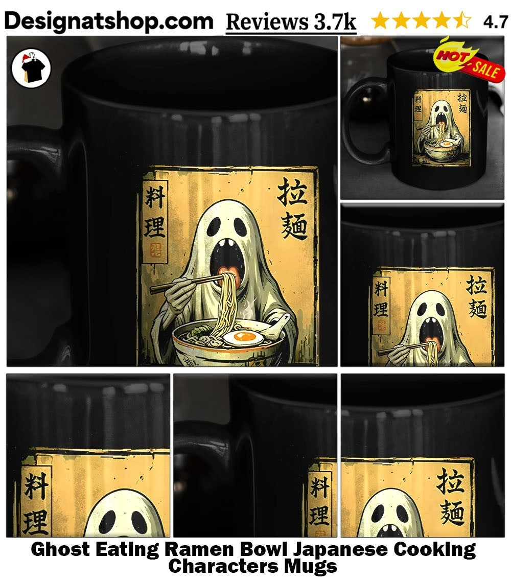 Ghost Eating Ramen Bowl Japanese Cooking Characters shirt