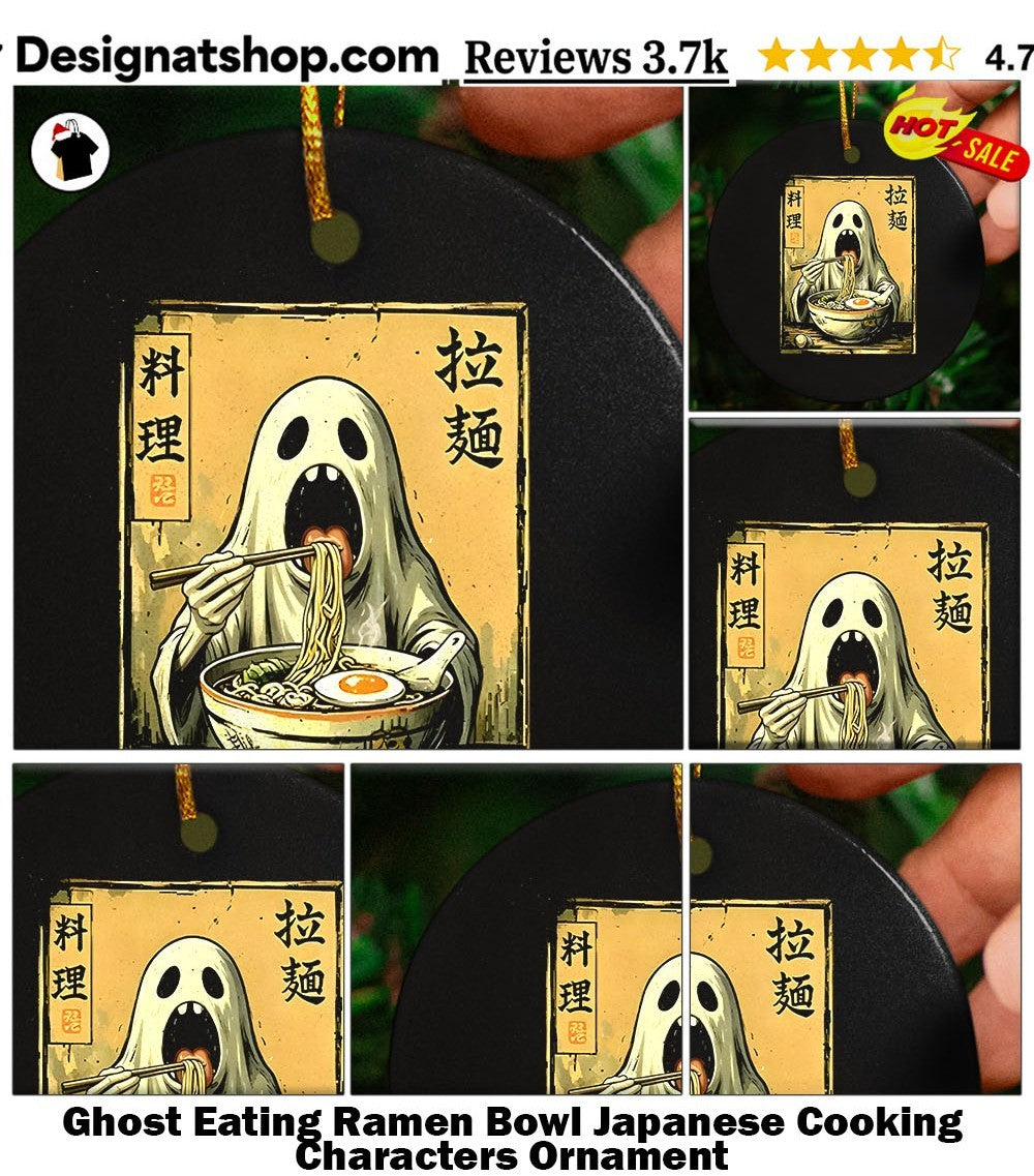 Ghost Eating Ramen Bowl Japanese Cooking Characters shirt
