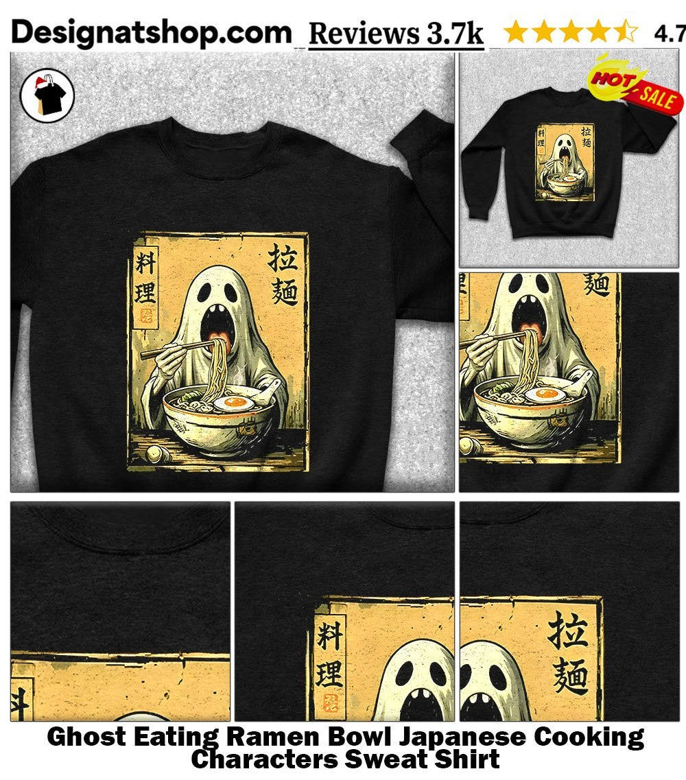 Ghost Eating Ramen Bowl Japanese Cooking Characters shirt