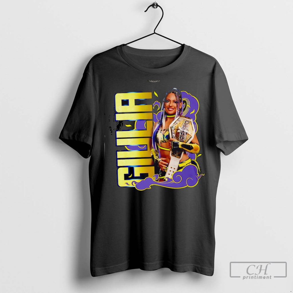 Giulia Female Champion Wrestler Holding A Belt Long Sleeve T Shirts Jpg