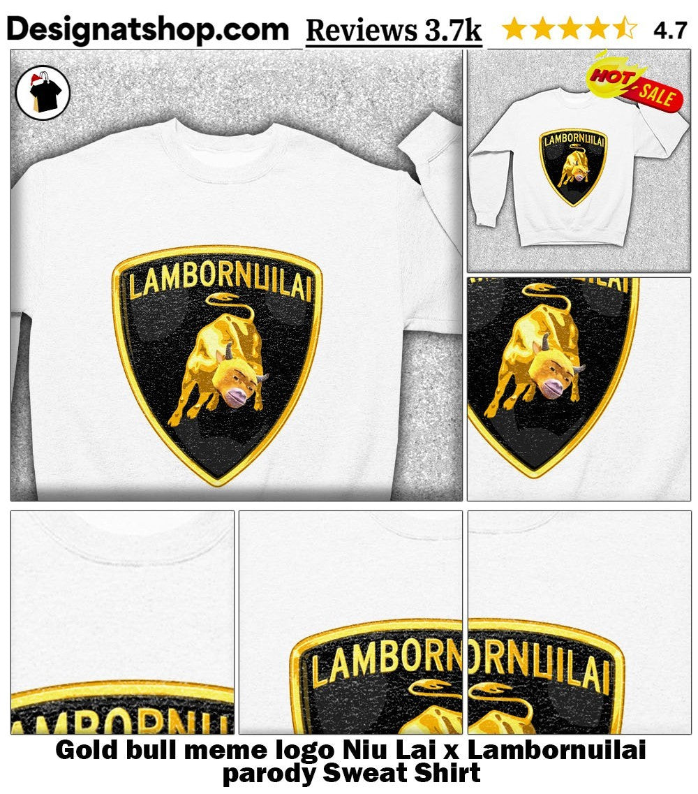 Gold bull meme logo Niu Lai x Lambornuilai parody shirt