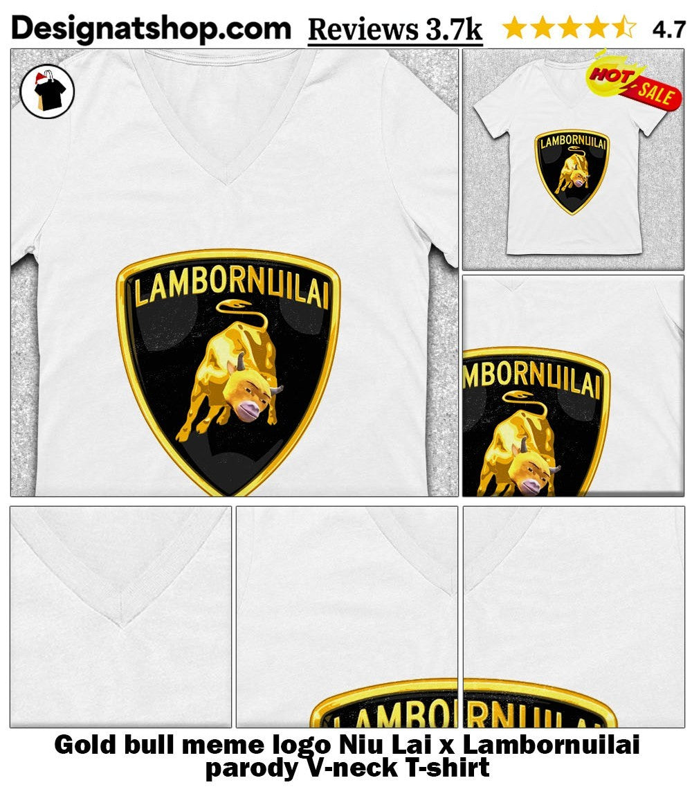 Gold bull meme logo Niu Lai x Lambornuilai parody shirt