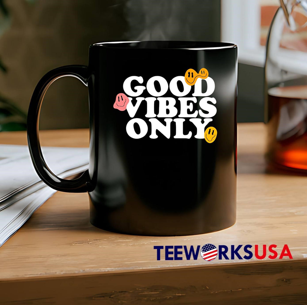 Good Vibes Only smiling face emoji shirt