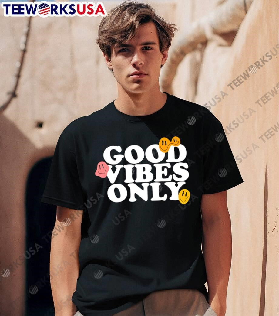 Good Vibes Only smiling face emoji shirt