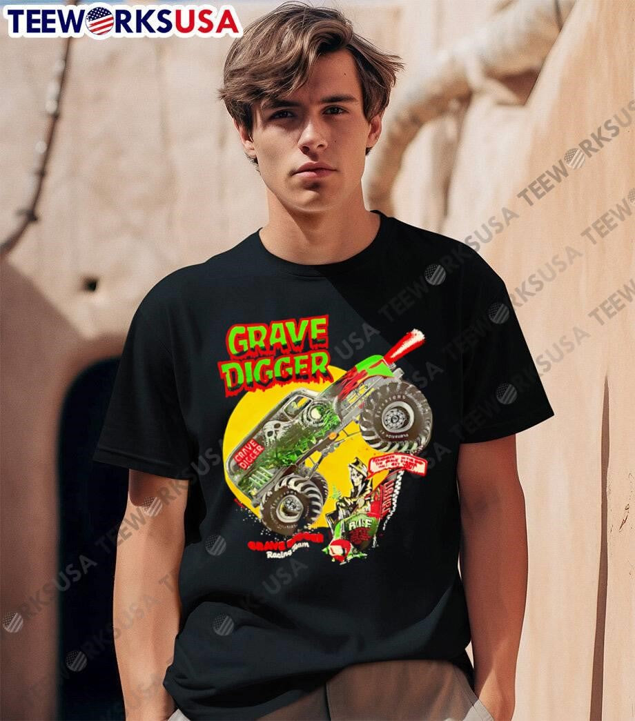 Grave Digger Monster Truck Racing Team Skeleton Graveyard Graphic shirt