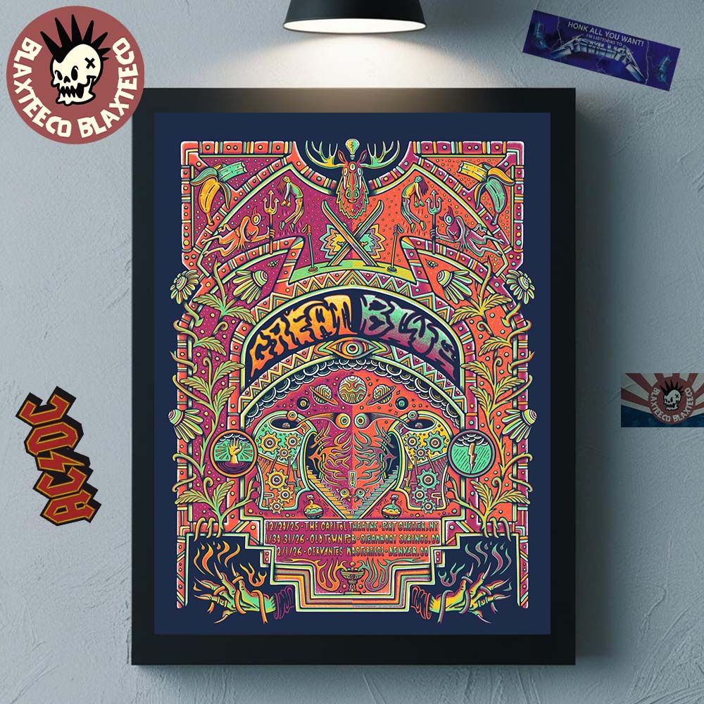 Great Blue 2025 2026 Shows Poster Winter Tour In New York And Colorado On December 20 30 31 2025 And January 2 2026 Decor Poster Canvas