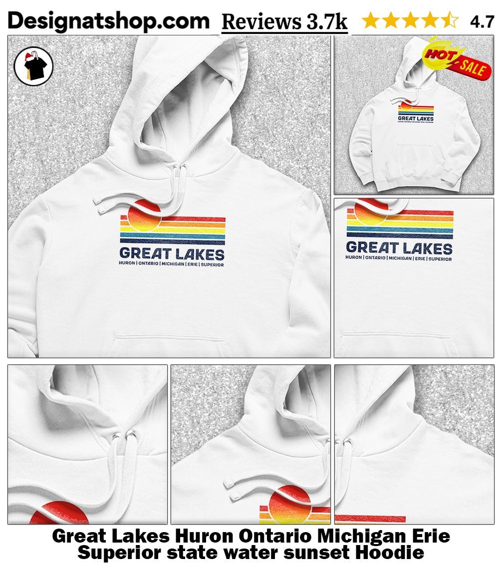 Great Lakes Huron Ontario Michigan Erie Superior state water sunset shirt