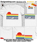 Great Lakes Huron Ontario Michigan Erie Superior state water sunset shirt