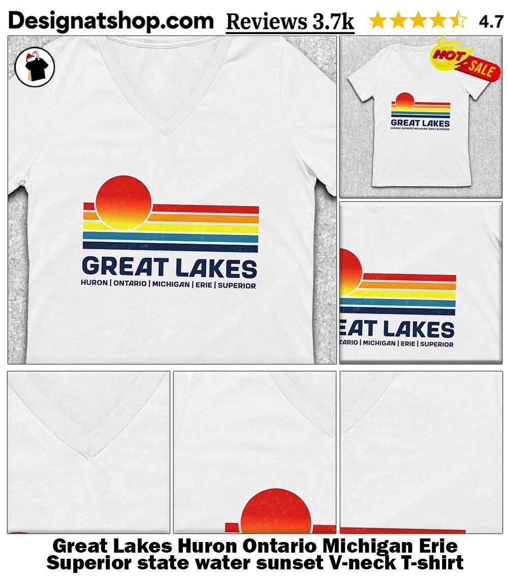 Great Lakes Huron Ontario Michigan Erie Superior state water sunset shirt