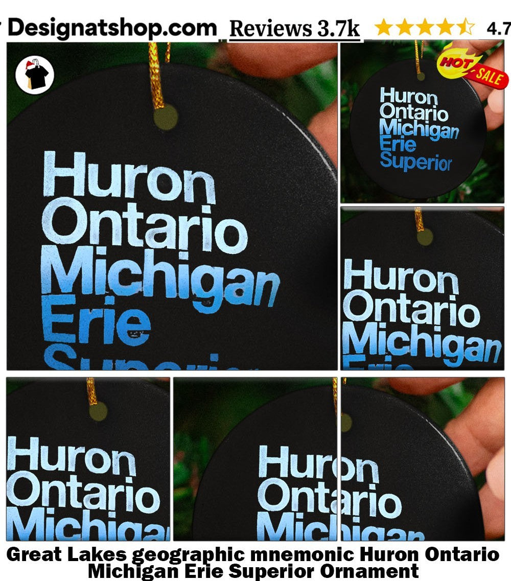 Great Lakes geographic mnemonic Huron Ontario Michigan Erie Superior shirt